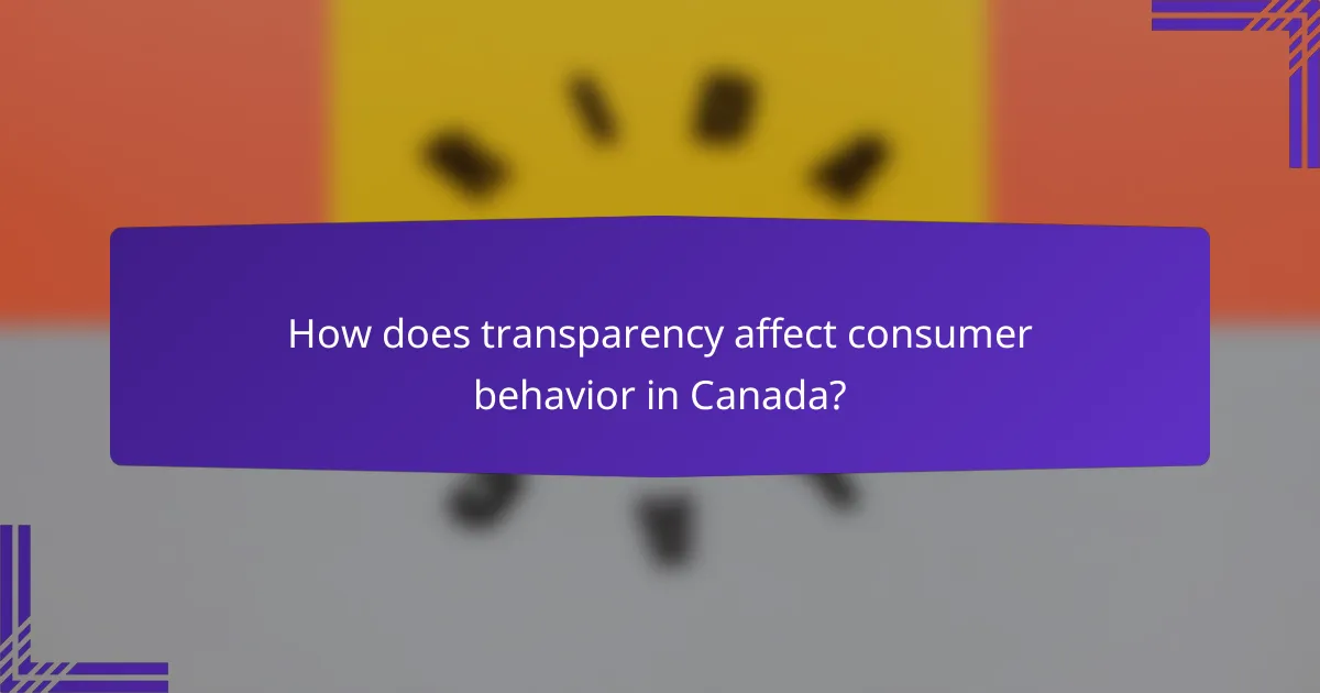 How does transparency affect consumer behavior in Canada?