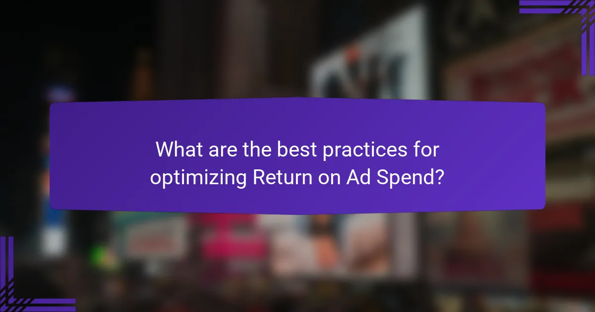 What are the best practices for optimizing Return on Ad Spend?