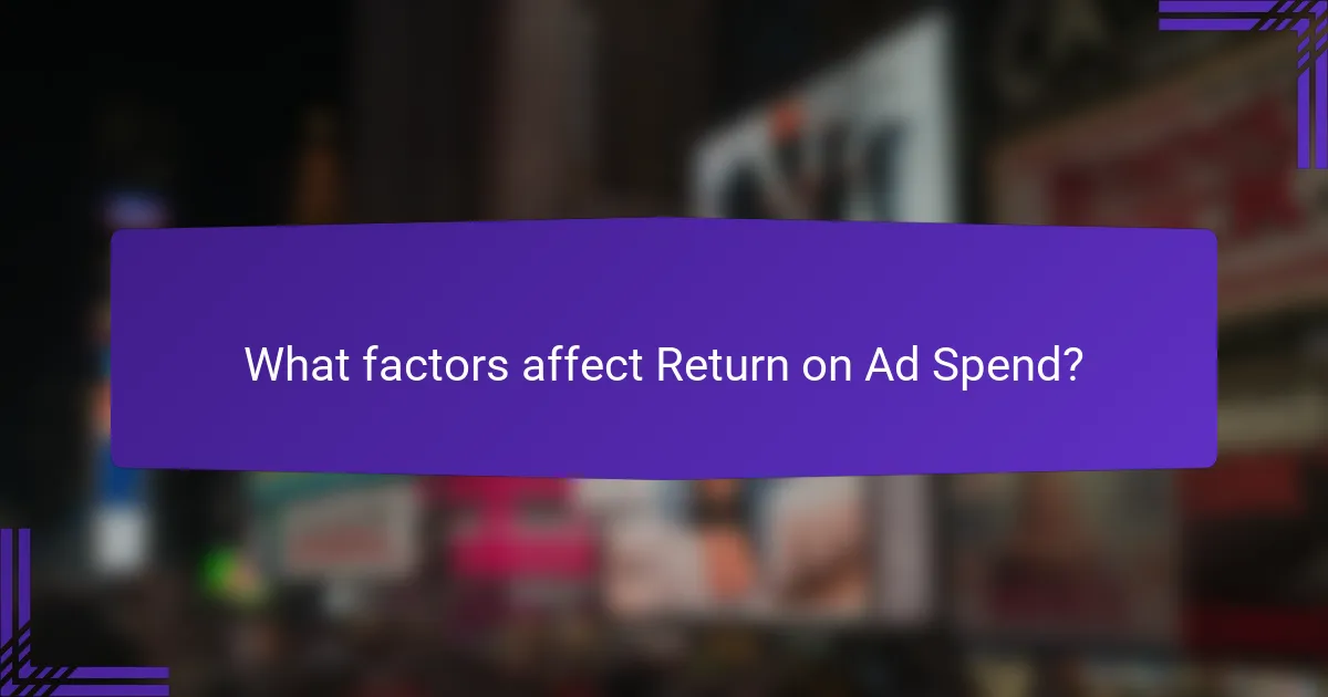 What factors affect Return on Ad Spend?