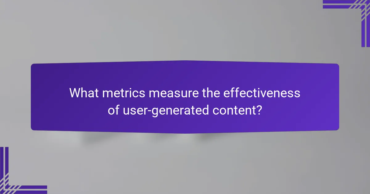 What metrics measure the effectiveness of user-generated content?
