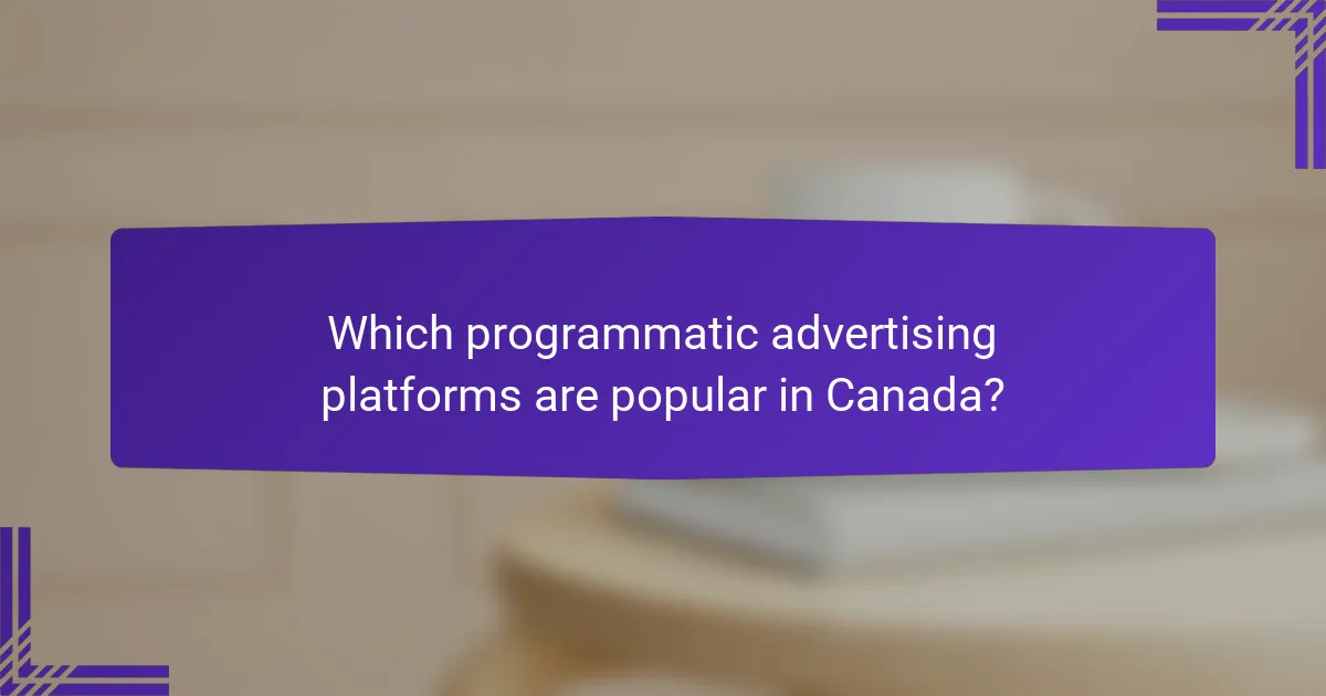Which programmatic advertising platforms are popular in Canada?