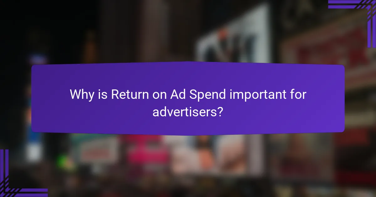 Why is Return on Ad Spend important for advertisers?